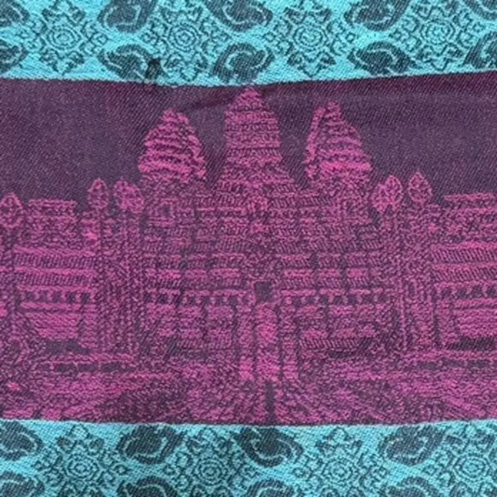 Vintage 100%‎ New Pasmina Scarf of Angkor Wat Temple in Cambodia